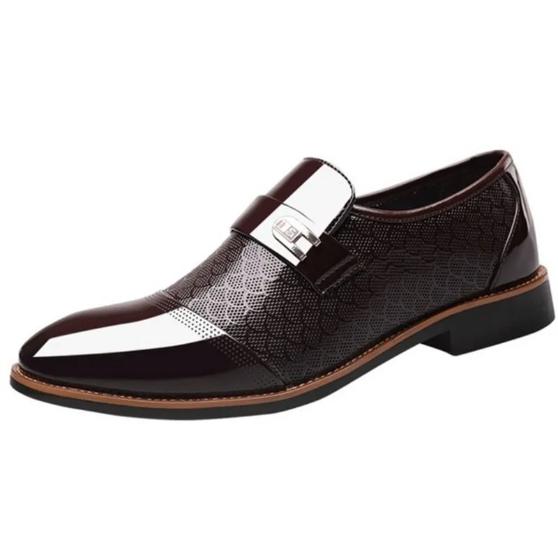 Brown - Business Formal Embossed Low-Top Men's Oxford Shoes - mens oxfords at TFC&H Co.