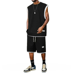- Men Fashion Casual Sport Solid Color Sleeveless Tank Top Shorts Outfit Set - mens short set at TFC&H Co.