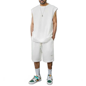 - Men Fashion Casual Sport Solid Color Sleeveless Tank Top Shorts Outfit Set - mens short set at TFC&H Co.