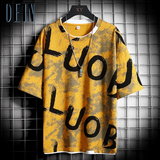 Casual Short Sleeve Round Neck Letter Printed Loose Men's T-Shirt