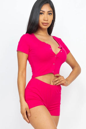 Fuchsia - Cropped Tank Top And Shorts Outfit Set - 8 colors - womens short set at TFC&H Co.