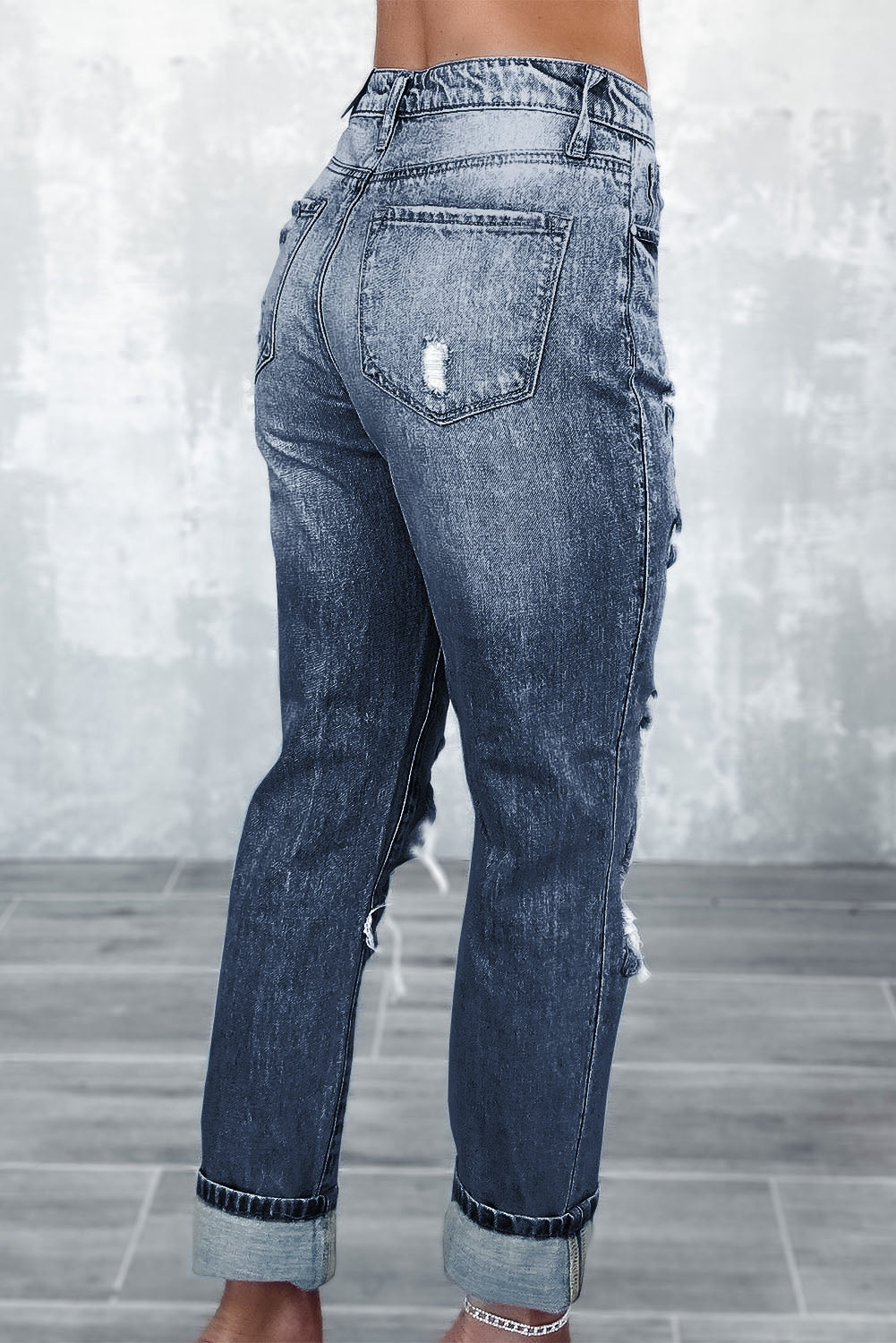 - Sky Blue Light Wash Frayed Slim Fit High Waist Jeans - women's jeans at TFC&H Co.