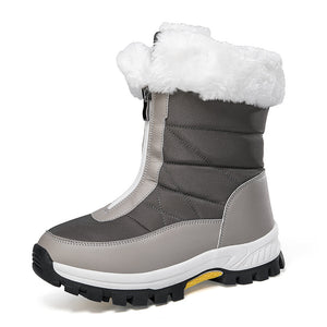 Grey - Lightweight Zipper Women's Snow Boots - womens boot at TFC&H Co.
