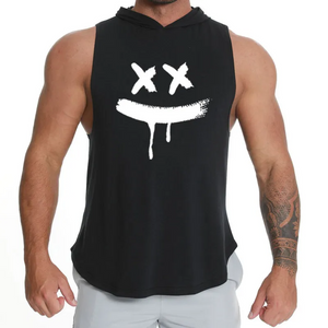 - Men Fashion Smiley Print Loose Hooded Sports Vest - mens tank top at TFC&H Co.