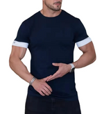 Navy Blue - Sports Fitness Moisture Wicking Crew Neck Men's T-Shirt - Mens T-Shirts at TFC&H Co.