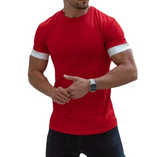 Red - Sports Fitness Moisture Wicking Crew Neck Men's T-Shirt - Mens T-Shirts at TFC&H Co.