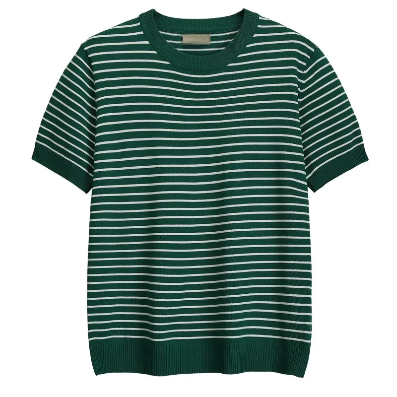 - Men Fashion Casual Retro Stripe Short Sleeve Round Neck Knitted T-Shirt - mens t-shirt at TFC&H Co.