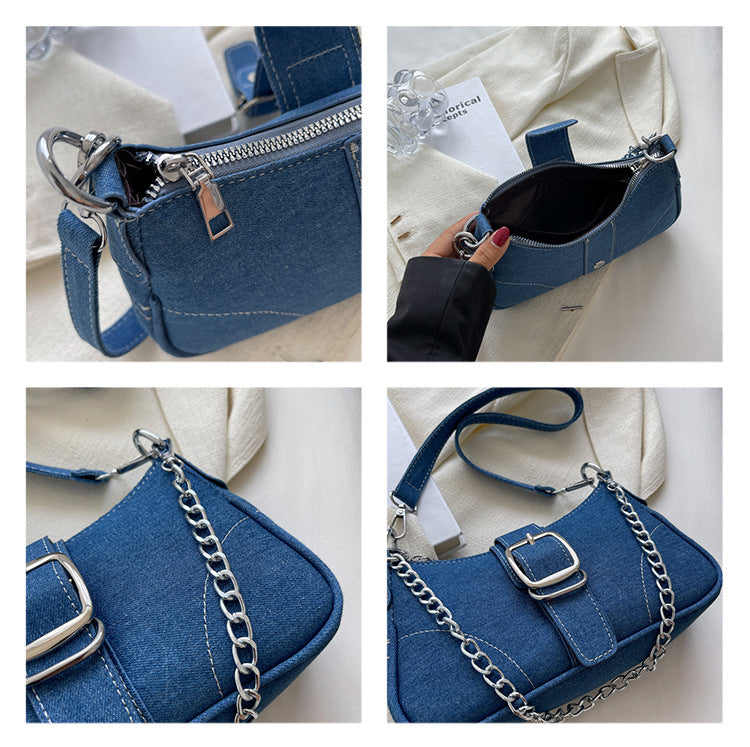 - Denim Chain Women's Shoulder Bag - handbags at TFC&H Co.