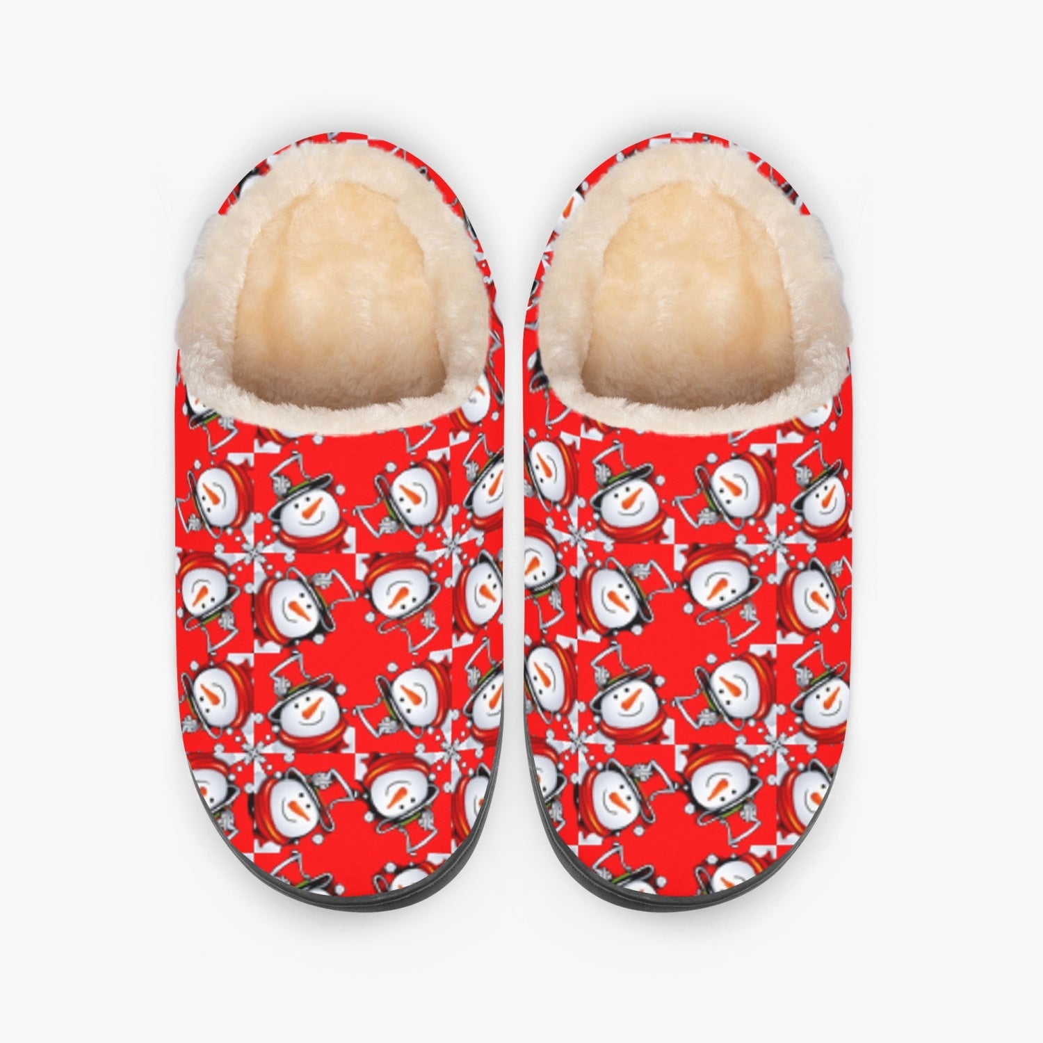 - Snow Man's Delight Fluffy Bedroom Christmas Slippers - unisex slippers at TFC&H Co.