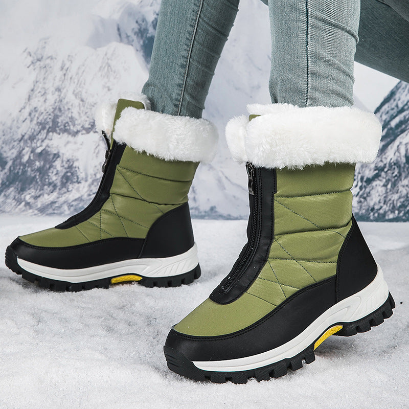 Green - Lightweight Zipper Women's Snow Boots - womens boot at TFC&H Co.