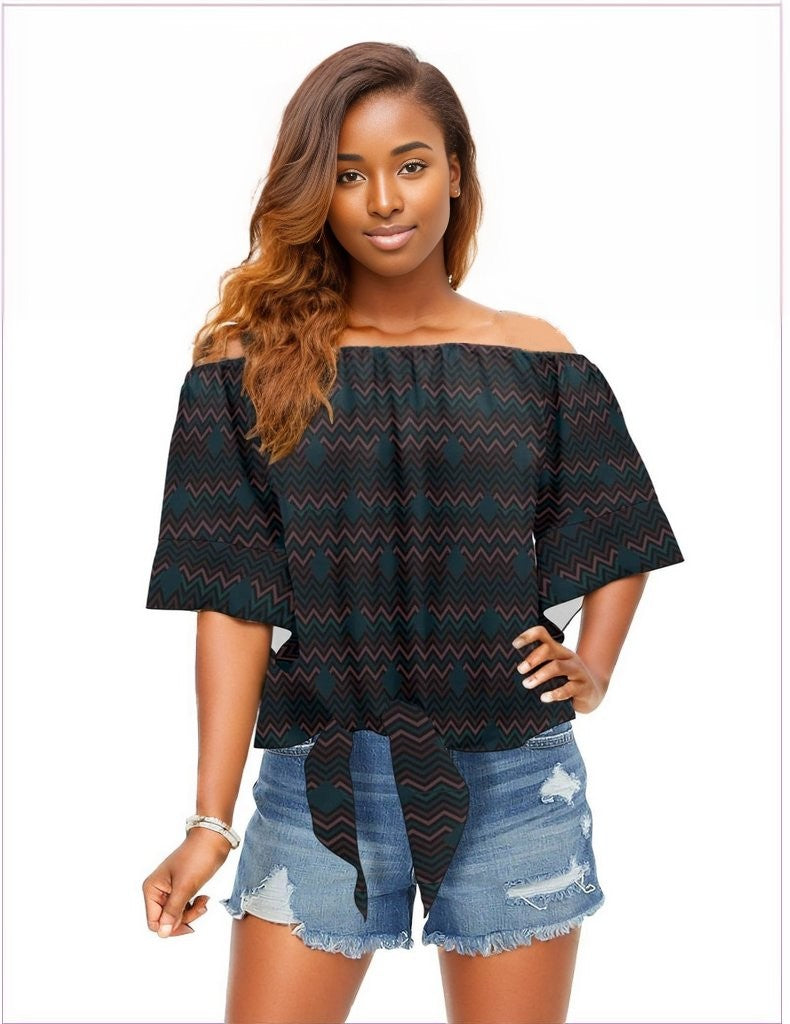 - Easy Days Dark Off Shoulder Front Knot Blouse - womens blouse at TFC&H Co.