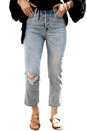 - Acid Wash Distressed Straight Leg Cropped Women's Jeans - womens jeans at TFC&H Co.