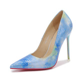 Blue - Women's Shallow Mouth Colorful Pointed Toe Stiletto High Heels - womens heels at TFC&H Co.