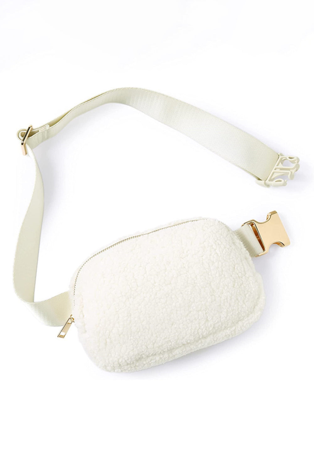 - White Sherpa Adjustable Strap Crossbody Bag - handbag at TFC&H Co.