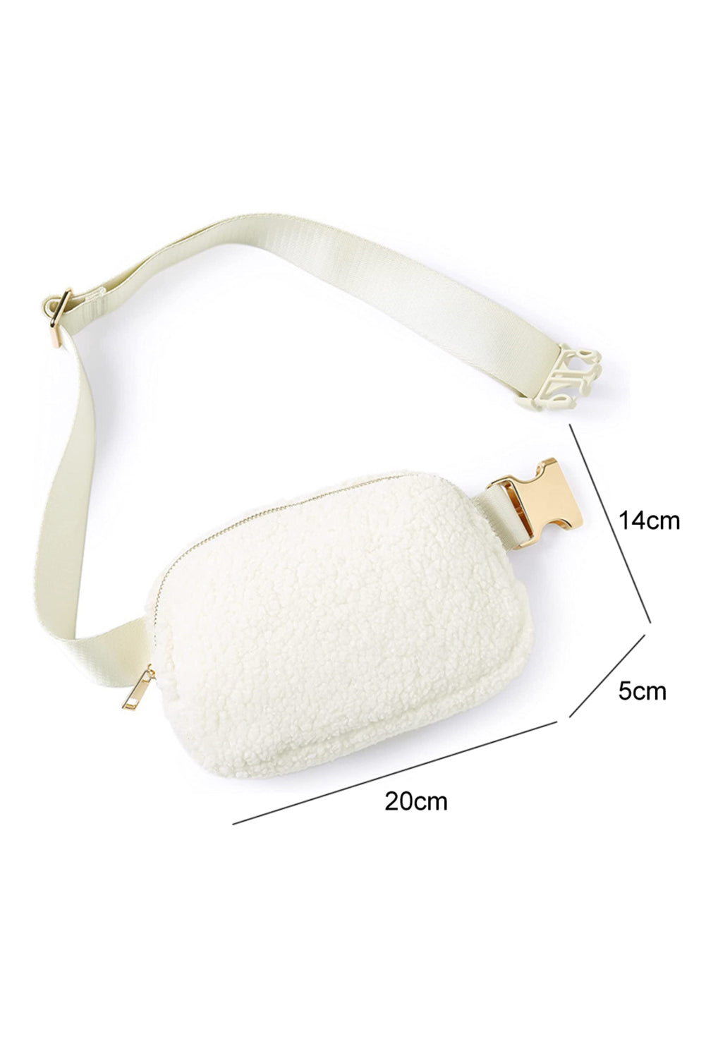 - White Sherpa Adjustable Strap Crossbody Bag - handbag at TFC&H Co.