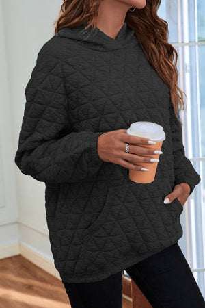 Black/Hoodie 95%Polyester+5%Elastane - Solid Quilted Pullover and Pants Outfit Set, Shirt, or Hoodie- various colors - womens pants set at TFC&H Co.