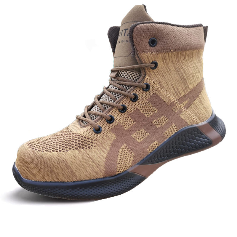 Brown - Labor Protection Anti-smash Anti-puncture Lace-up Men's Steel Toe Safety Work Boot - 7 colors - Mens Boots at TFC&H Co.
