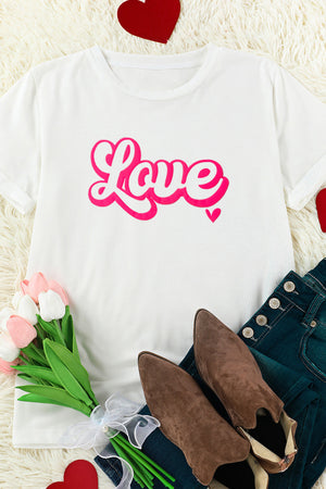- White Valentines Day Love Letter Graphic T-shirt - womens Graphic Tees at TFC&H Co.