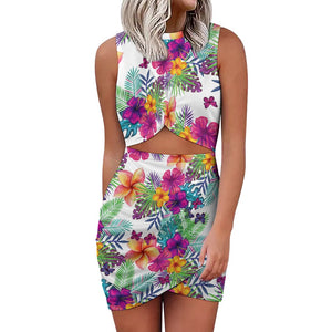 - Tropical Floral Navel-Baring Cross-Fit Women's Hip Skirt Dress - womens dress at TFC&H Co.