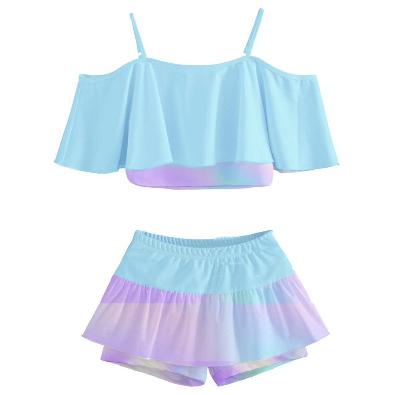 - Cotton Candy Prism Kids' Off Shoulder Skirt Bikini - girls swimsuit at TFC&H Co.