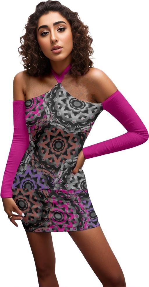 Mandala Graffiti Womens Halter Lace-up Dress - women's dress at TFC&H Co.