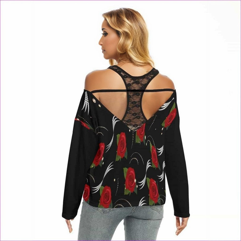Pearls & Roses Womens Lace Mesh Off Shoulder Blouse - women's blouse at TFC&H Co.
