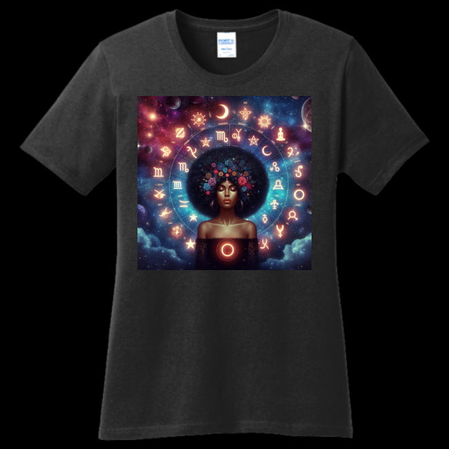 Womens T-Shirt Black - Celestial Zodiac Women's T-Shirt - womens t-shirt at TFC&H Co.