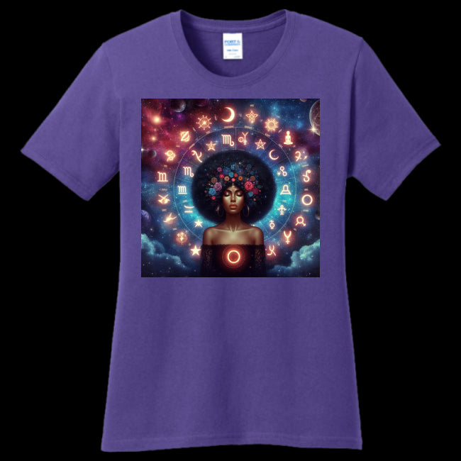 Womens T-Shirt Purple - Celestial Zodiac Women's T-Shirt - womens t-shirt at TFC&H Co.