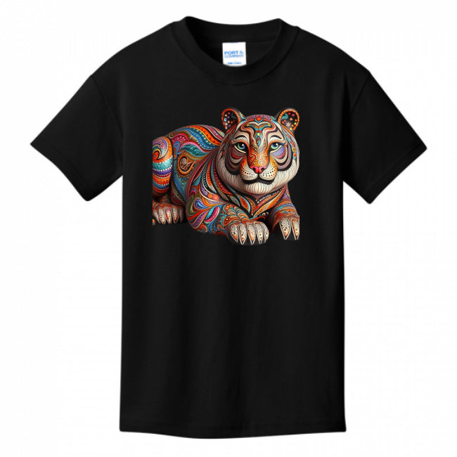 Kids T-Shirts Black - Paisley Tiger Girl's T-shirt - girls tee at TFC&H Co.