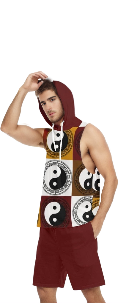 Yin Yang Men's Sleeveless Vest And Shorts Set - men's top & short set at TFC&H Co.