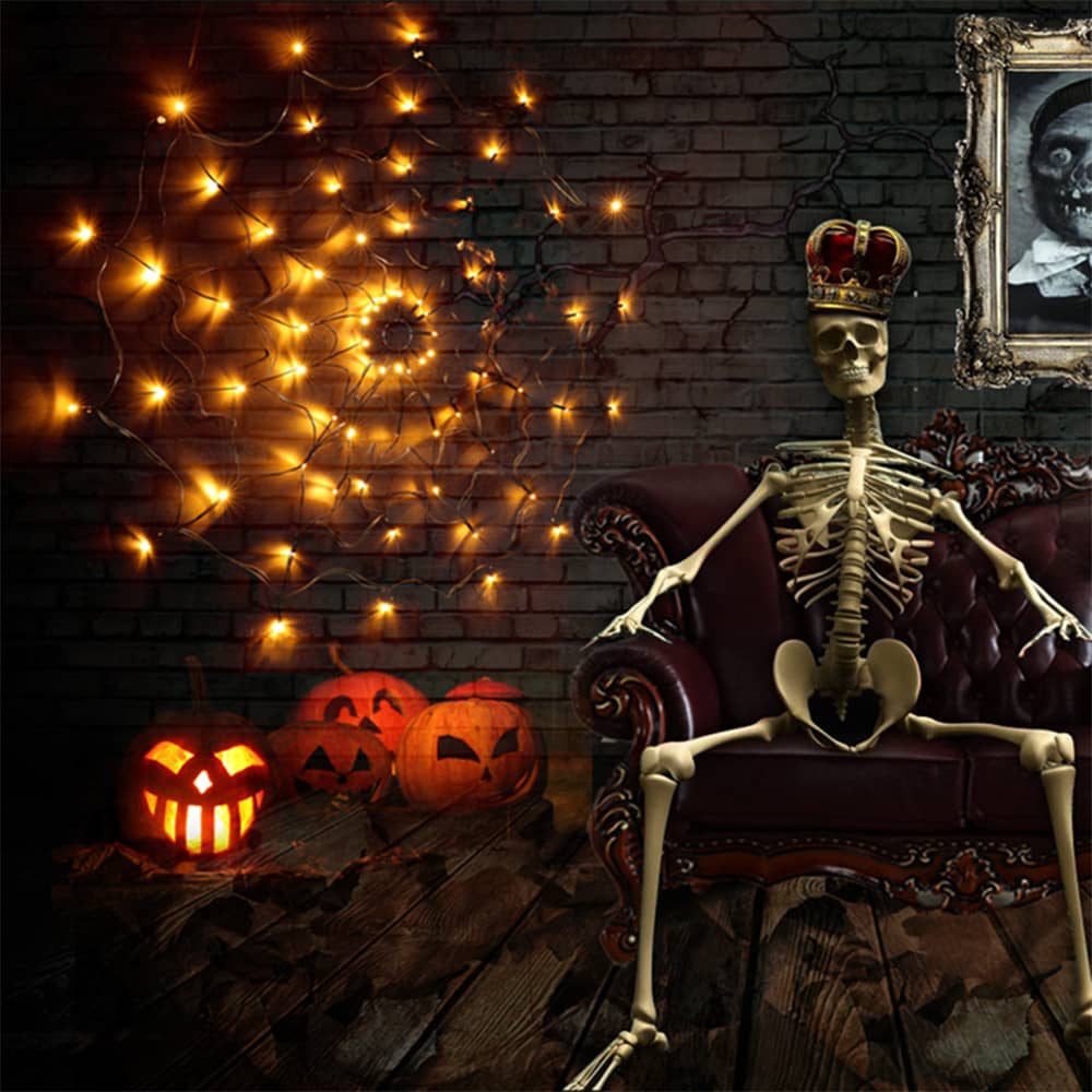 Halloween Spider Web LED Lights w/ Remote - Halloween Decor at TFC&H Co.