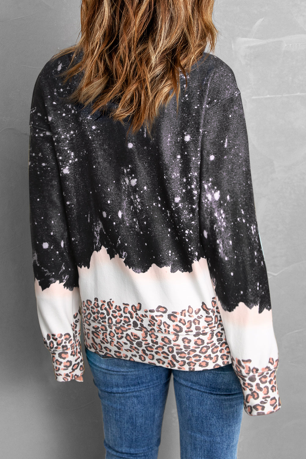 MAMA Leopard Color Block Round Neck Sweatshirt - women's sweater at TFC&H Co.