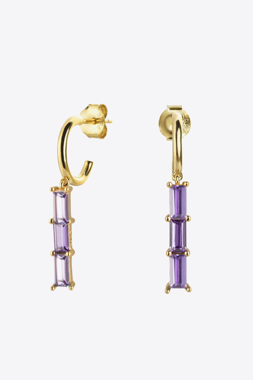 GOLD PURPLE ONE SIZE - Inlaid Zircon 925 Sterling Silver Earrings - 7 colors - earrings at TFC&H Co.