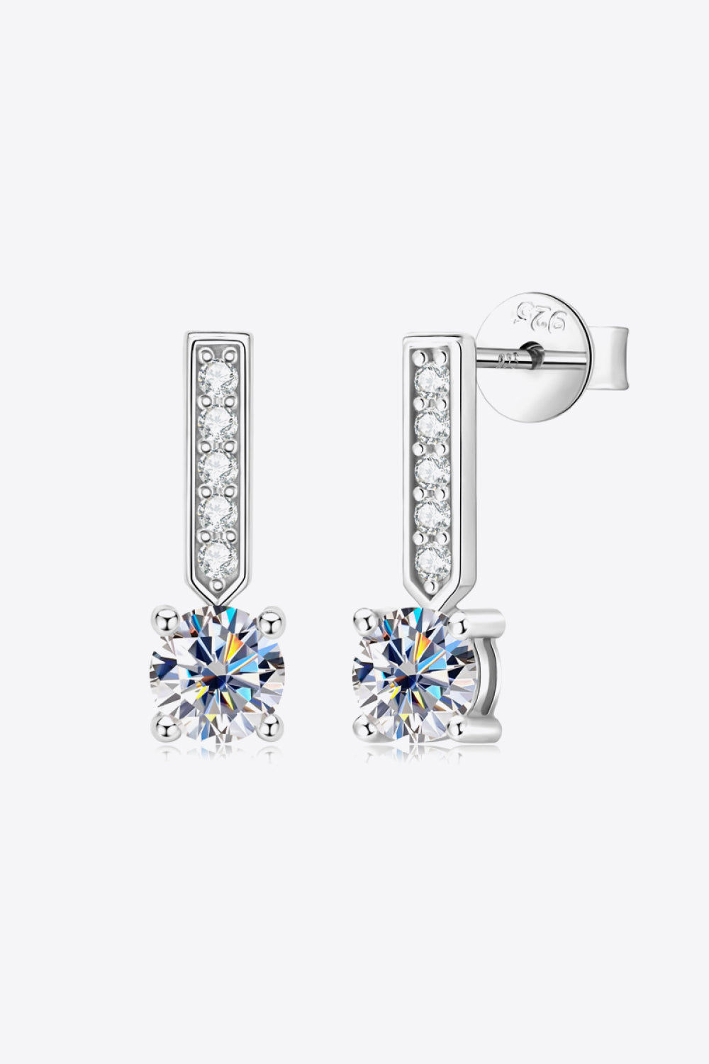 SILVER ONE SIZE - Moissanite and Zircon 925 Sterling Silver Drop Earrings - earrings at TFC&H Co.