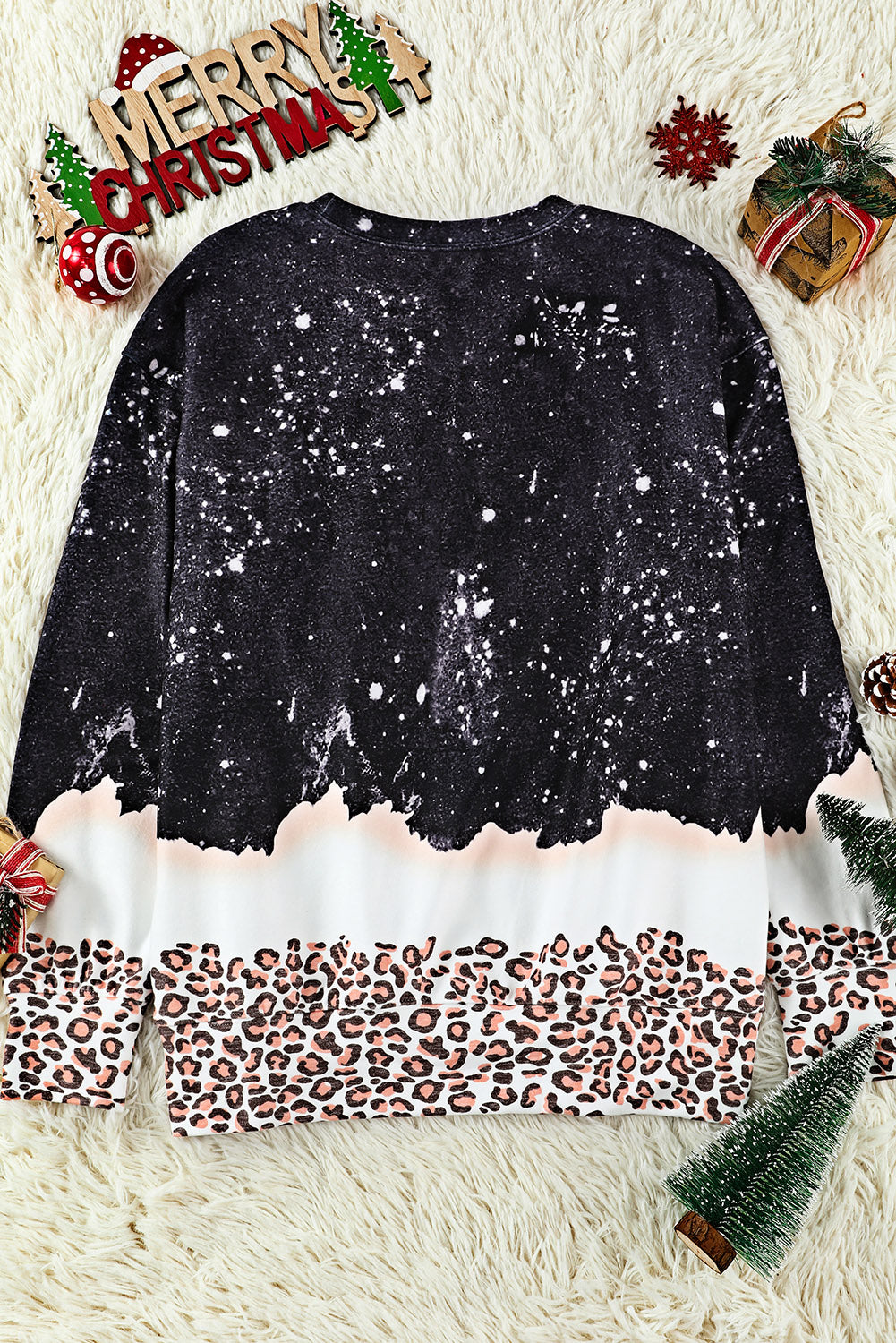 MAMA Leopard Color Block Round Neck Sweatshirt - women's sweater at TFC&H Co.
