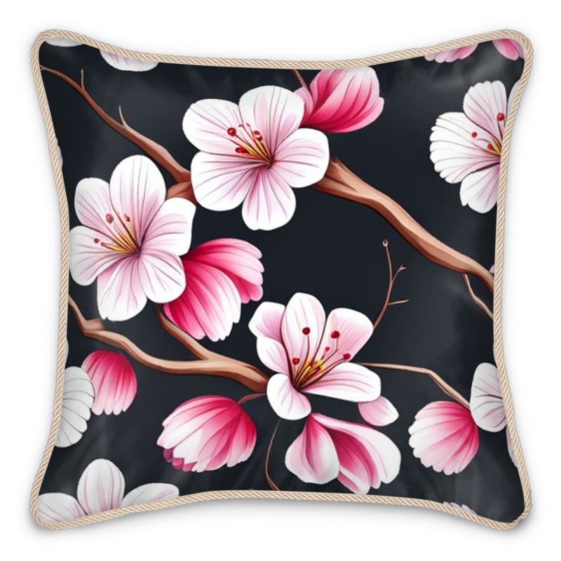 - Cherry Blossom Double-Sided Silk Cushion - Silk Cushions at TFC&H Co.
