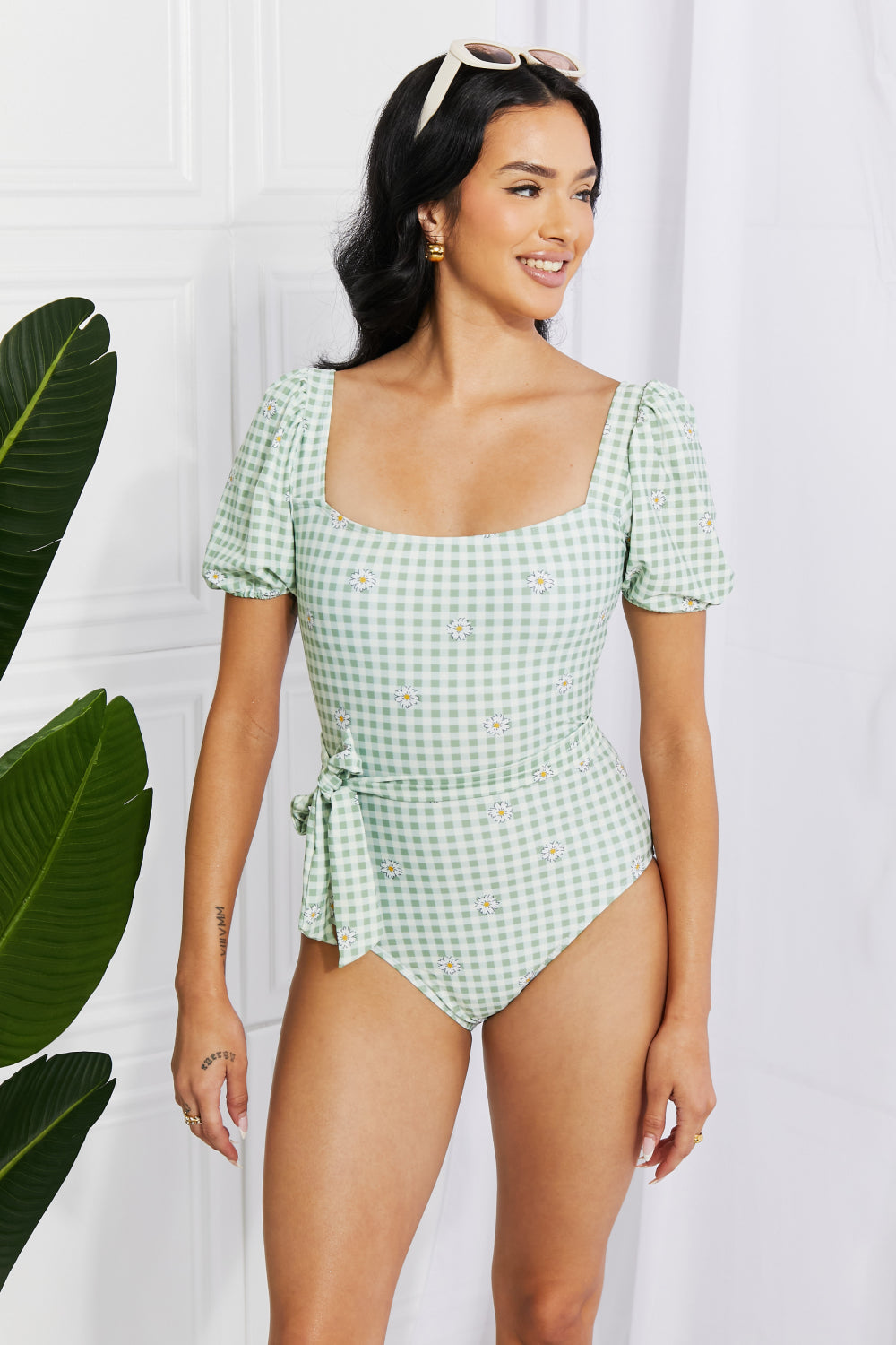 GUM LEAF - Marina West Swim Salty Air Puff Sleeve One-Piece in Sage - Ships from The US - womens one piece swimsuit at TFC&H Co.