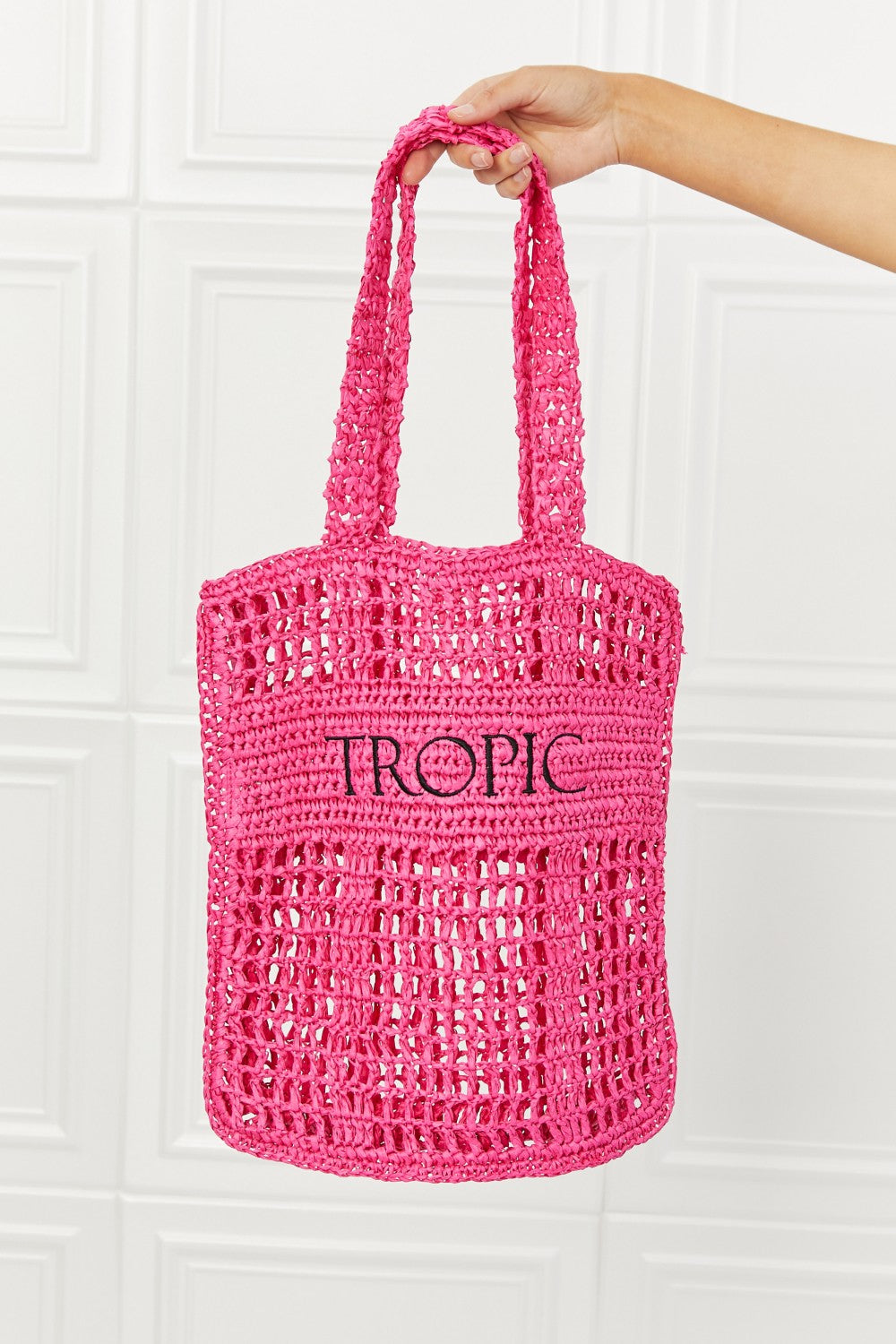 HOT PINK ONE SIZE - Fame Tropic Babe Straw Tote Bag - Ships from The US - handbags at TFC&H Co.
