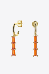 GOLD ORANGE ONE SIZE - Inlaid Zircon 925 Sterling Silver Earrings - 7 colors - earrings at TFC&H Co.