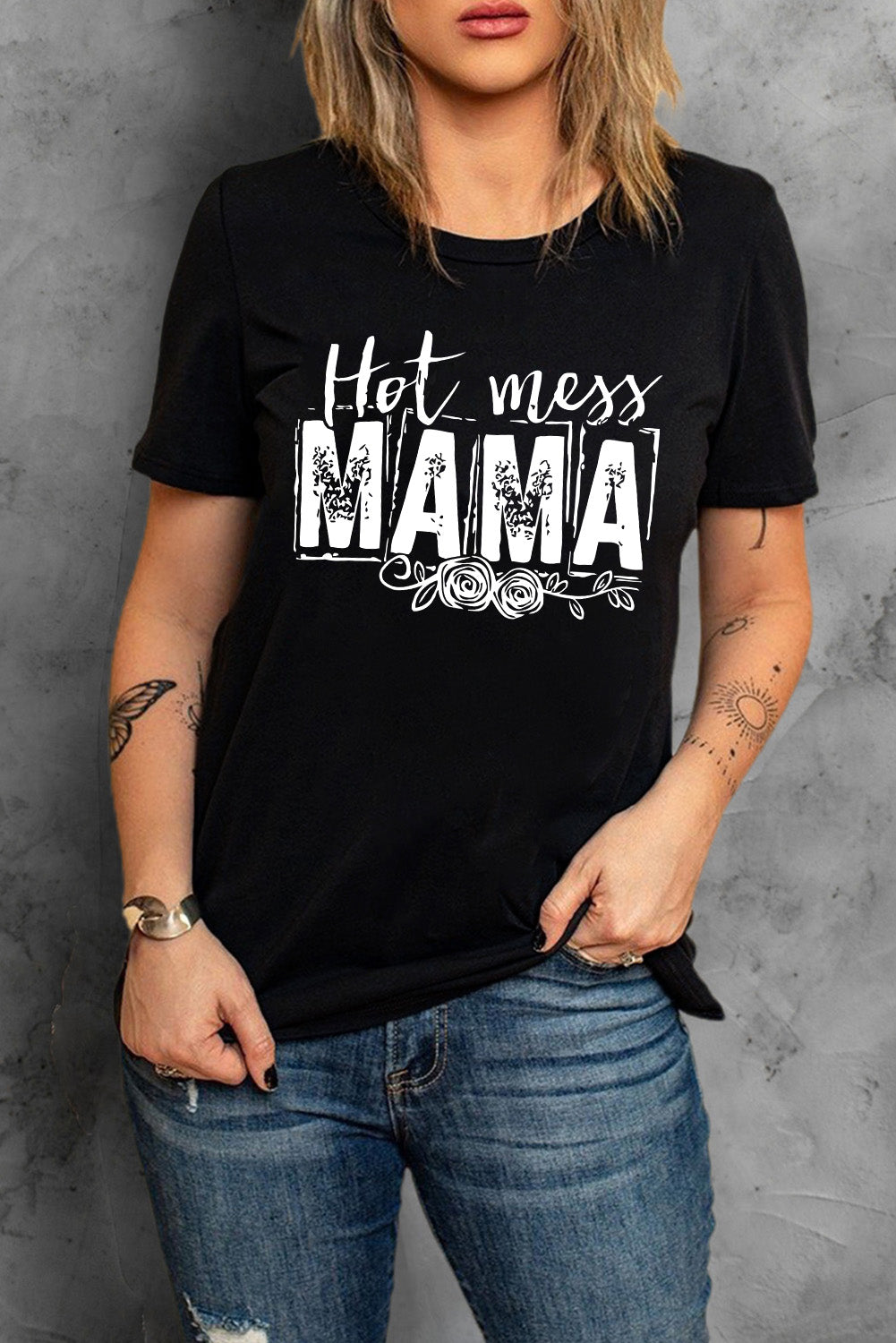 - HOT MESS MAMA Graphic Round Neck Tee - womens t-shirt at TFC&H Co.