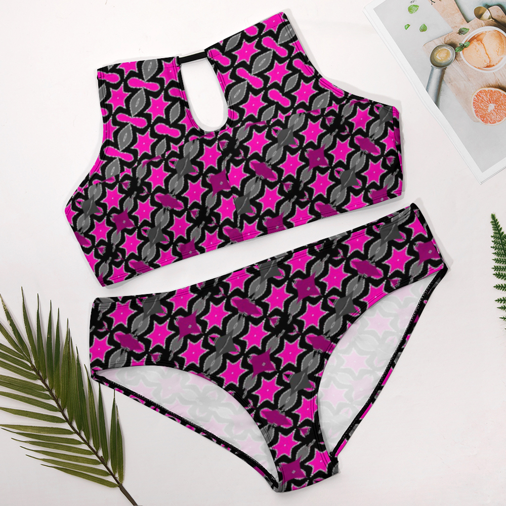 - Pink Star Voluptuous (+) Plus Size Women's Two Piece Swimsuit - womens bikini set at TFC&H Co.