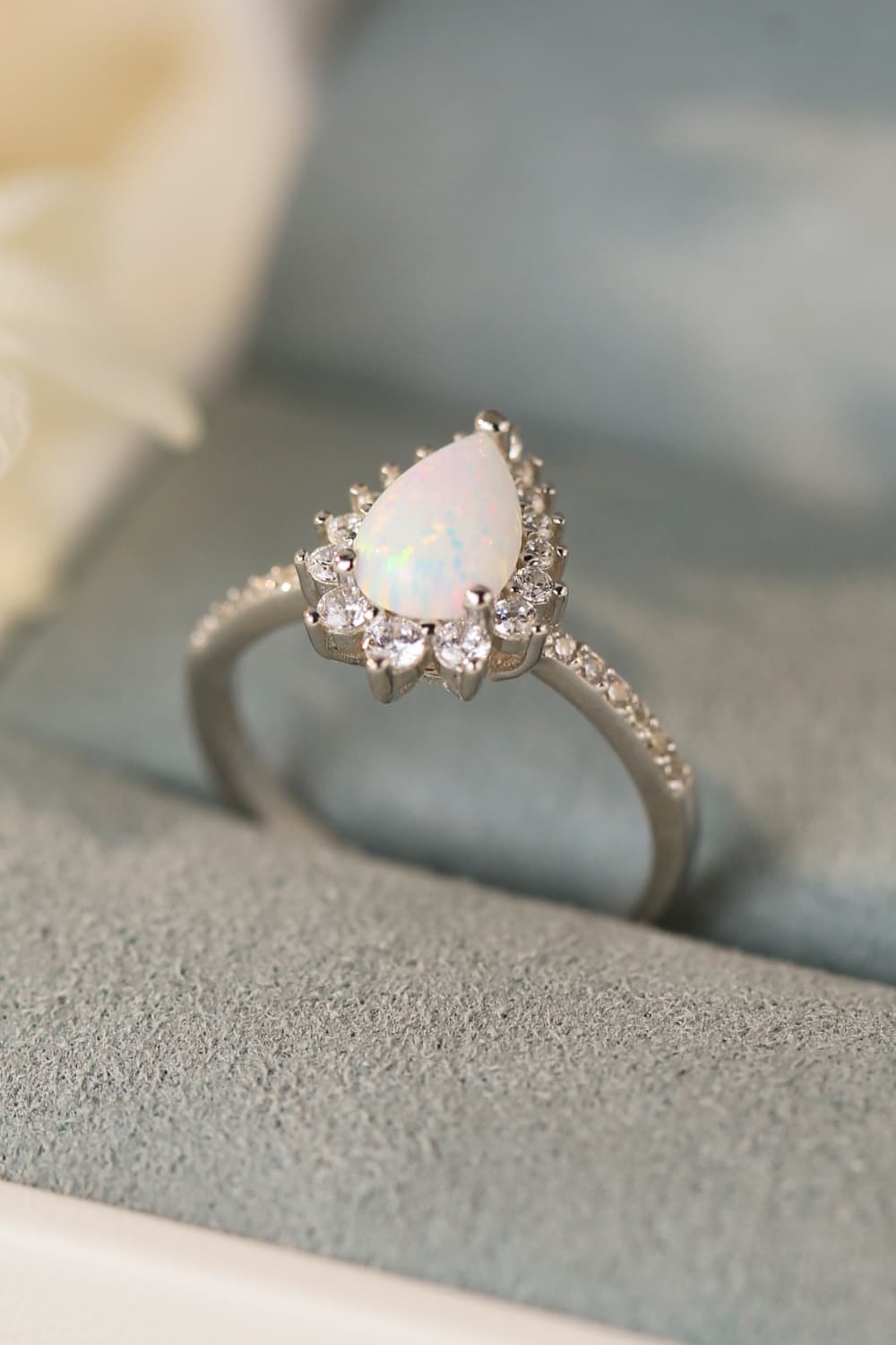 - Platinum-Plated Opal Pear Shape Ring - ring at TFC&H Co.