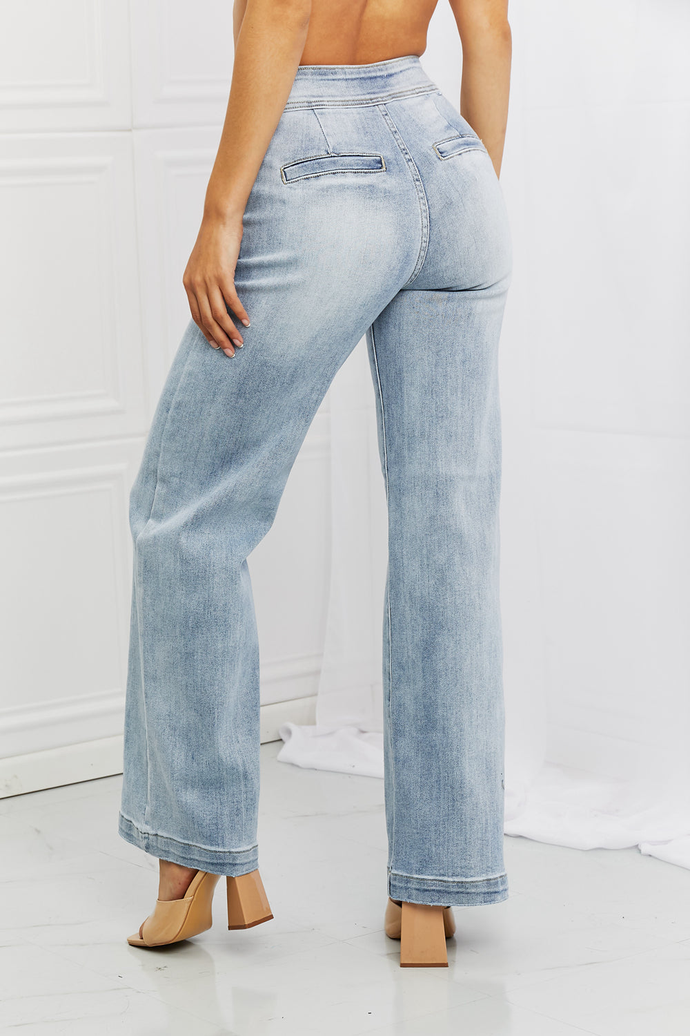 - RISEN Full Size Luisa Wide Flare Jeans - Ships from The US - womens jeans at TFC&H Co.