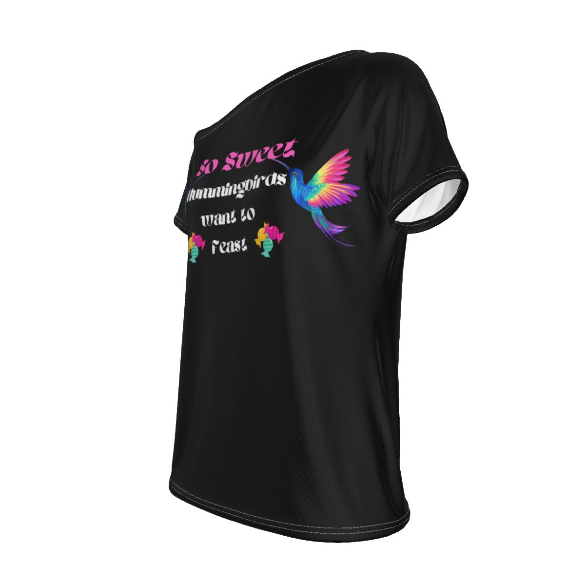 So Sweet Women's Off-Shoulder Black T-shirt - women's t-shirt at TFC&H Co.