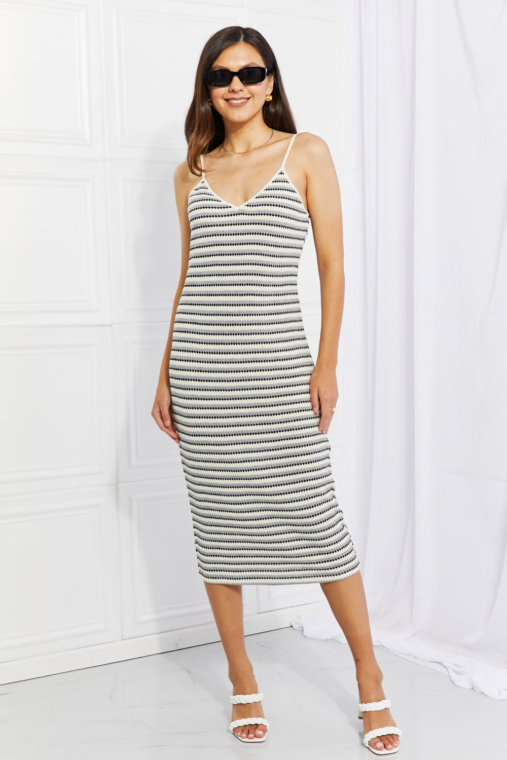 MULTICOLOR - HYFVE One to Remember Striped Sleeveless Midi Dress - Ships from The USA - womens dress at TFC&H Co.