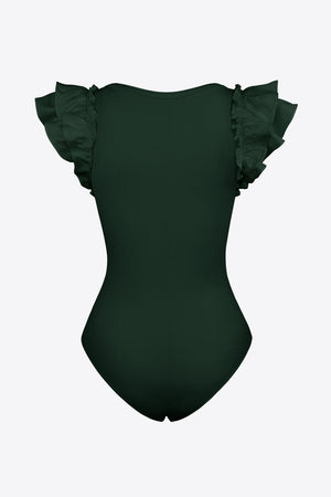 - Ruffled Plunge Bodysuit - 4 colors - womens bodysuit at TFC&H Co.