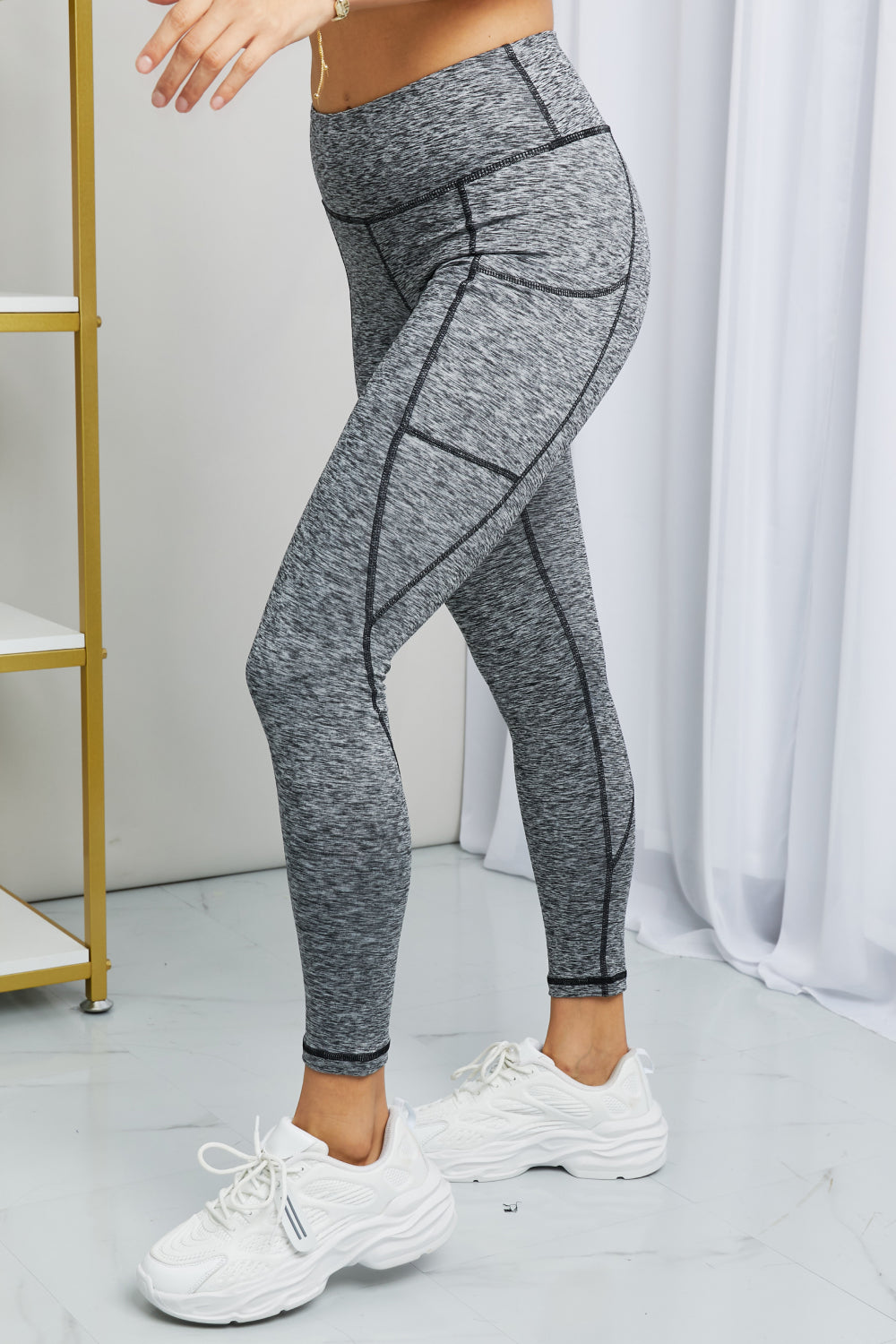 - Rae Mode Full Size Heathered Wide Waistband Yoga Leggings - Ships from The US - womens leggings at TFC&H Co.