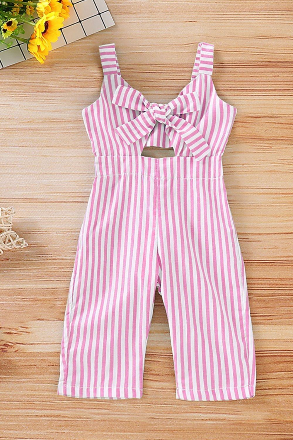 CARNATION PINK - Kids Striped Cutout Sleeveless Jumpsuit - Infant & Toddler Romper at TFC&H Co.