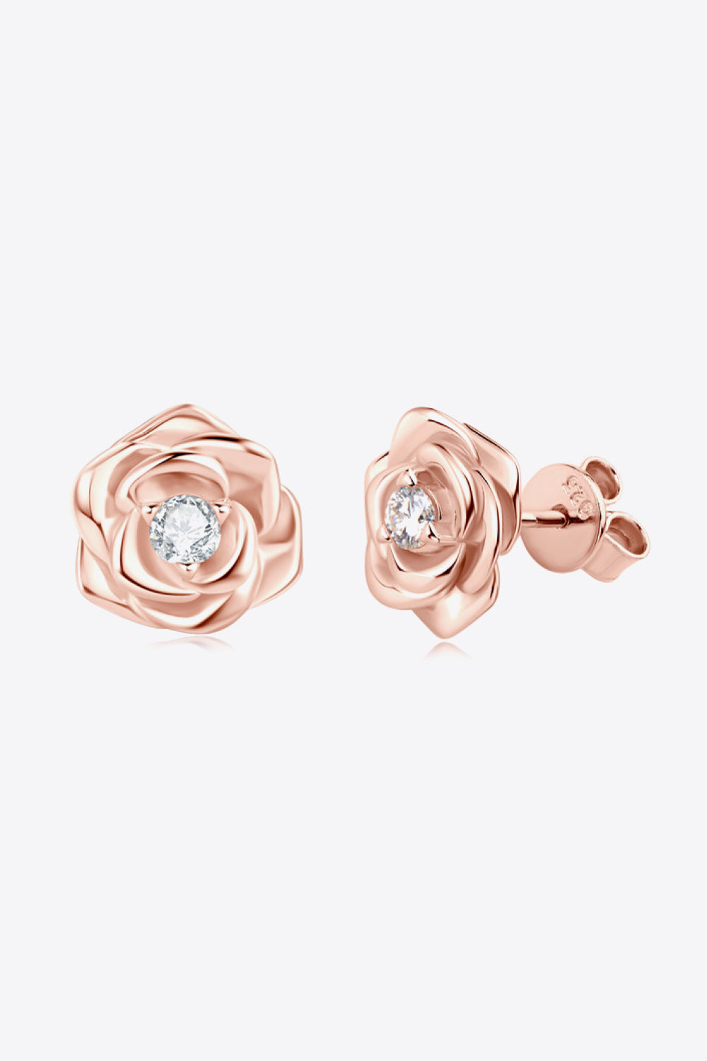 ROSE GOLD ONE SIZE - Moissanite Flower 925 Sterling Silver Earrings - silver or rose gold - earrings at TFC&H Co.