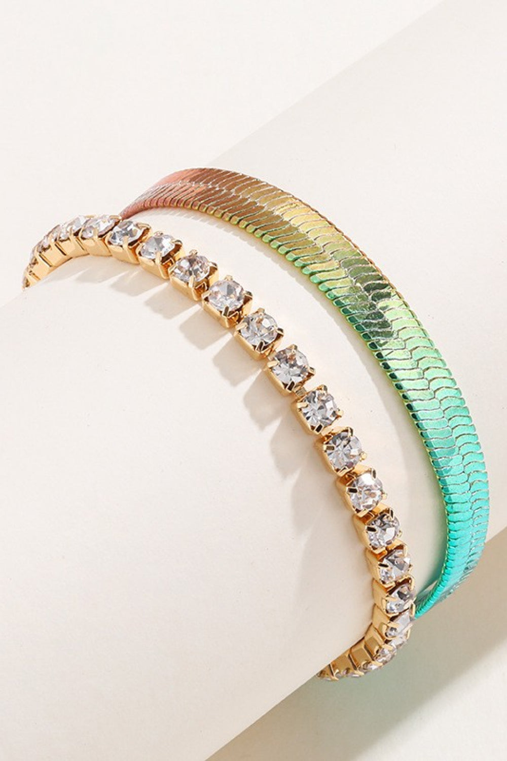 - Gradient Herringbone Chain Two-Piece Bracelet Set - bracelet at TFC&H Co.